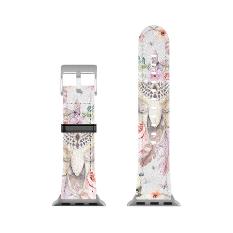 Marta Barragan Camarasa Bohemian dreamcatcher and skull floral Apple Watch Band