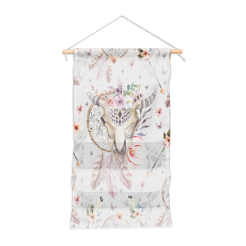 Marta Barragan Camarasa Bohemian dreamcatcher and skull floral Wall Hanging Portrait