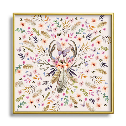 Marta Barragan Camarasa Bohemian pattern 01 Square Metal Framed Art Print