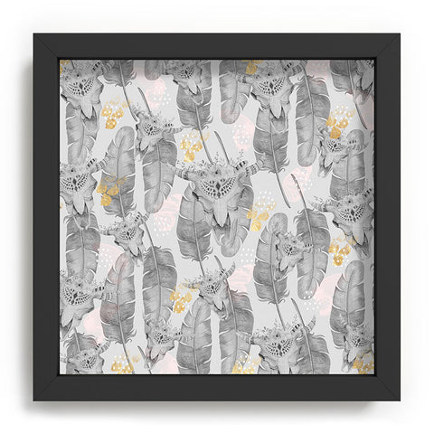 Marta Barragan Camarasa Boho skull and feathers pattern Recessed Framing Square
