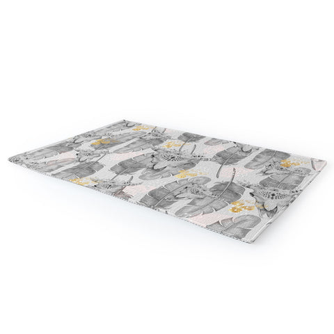 Marta Barragan Camarasa Boho skull and feathers pattern Area Rug