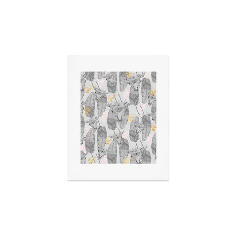 Marta Barragan Camarasa Boho skull and feathers pattern Art Print