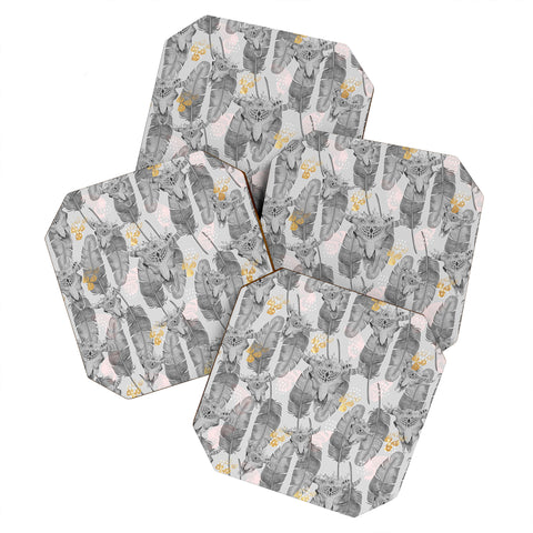 Marta Barragan Camarasa Boho skull and feathers pattern Coaster Set