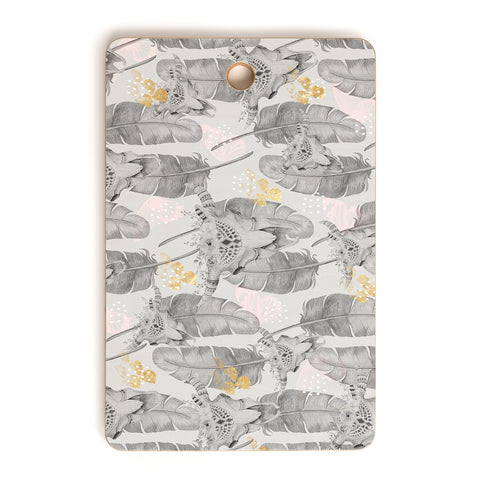 Marta Barragan Camarasa Boho skull and feathers pattern Cutting Board Rectangle