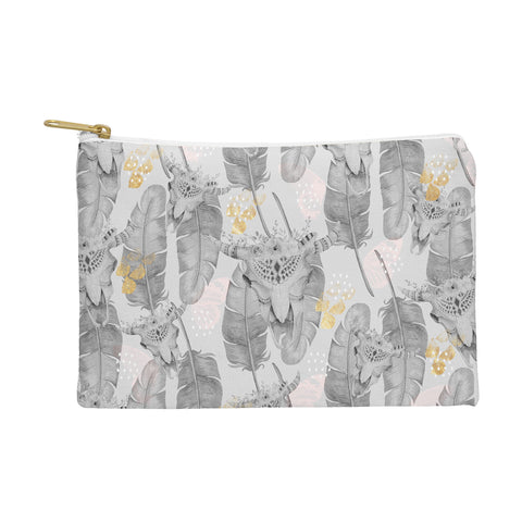 Marta Barragan Camarasa Boho skull and feathers pattern Pouch