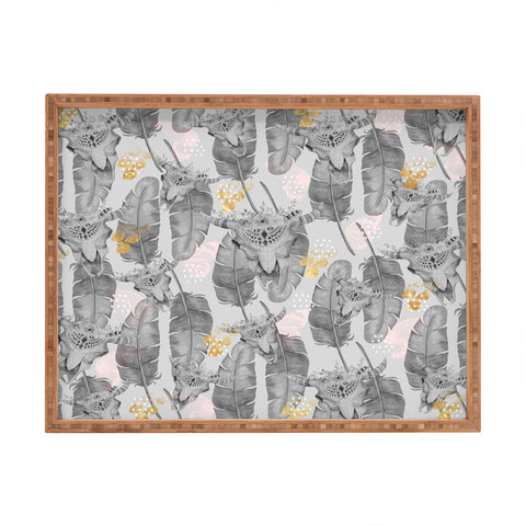 Marta Barragan Camarasa Boho skull and feathers pattern Rectangular Tray