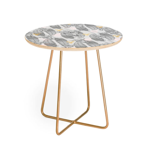 Marta Barragan Camarasa Boho skull and feathers pattern Round Side Table