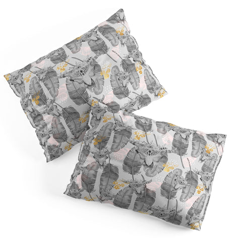 Marta Barragan Camarasa Boho skull and feathers pattern Pillow Shams