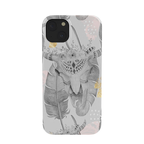 Marta Barragan Camarasa Boho skull and feathers pattern Phone Case