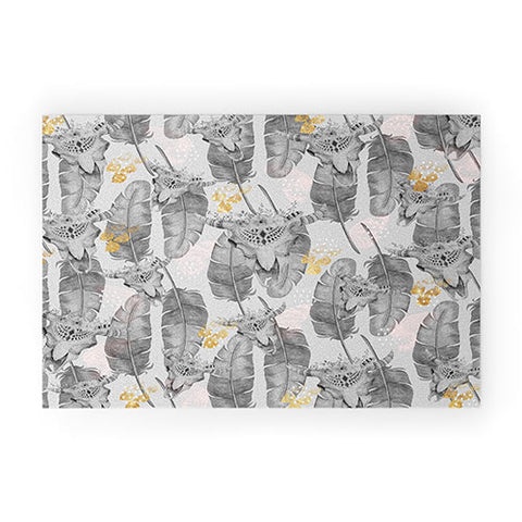 Marta Barragan Camarasa Boho skull and feathers pattern Welcome Mat