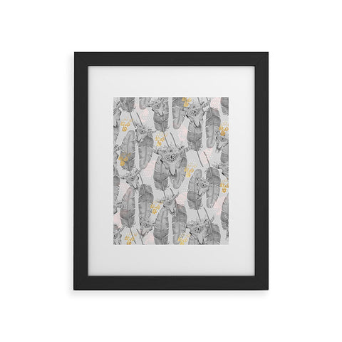 Marta Barragan Camarasa Boho skull and feathers pattern Framed Art Print