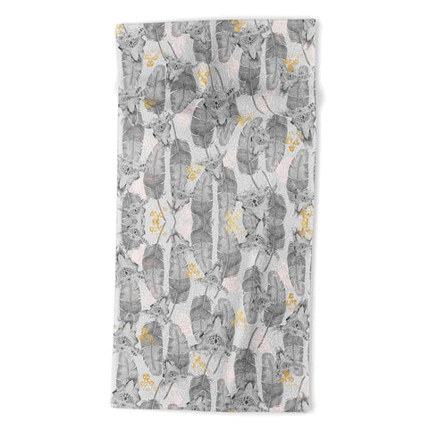 Marta Barragan Camarasa Boho skull and feathers pattern Beach Towel