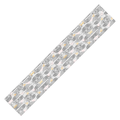 Marta Barragan Camarasa Boho skull and feathers pattern Table Runner