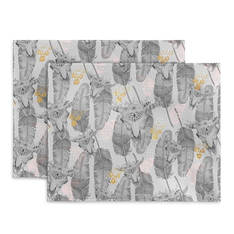 Marta Barragan Camarasa Boho skull and feathers pattern Placemat