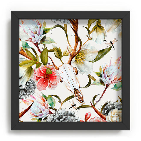 Marta Barragan Camarasa Boho skulls blooming in the garden Recessed Framing Square