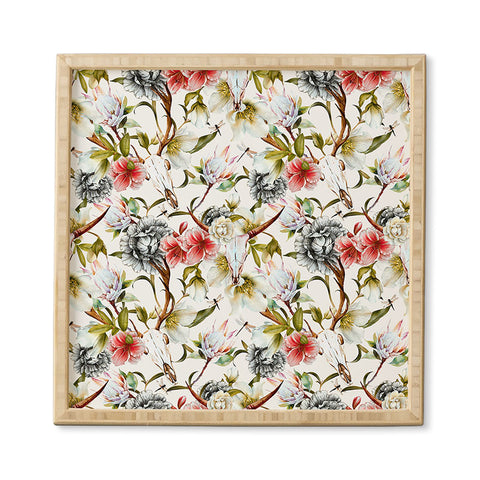 Marta Barragan Camarasa Boho skulls blooming in the garden Framed Wall Art