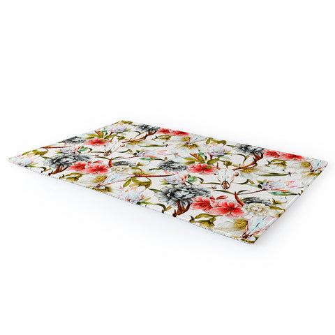 Marta Barragan Camarasa Boho skulls blooming in the garden Area Rug