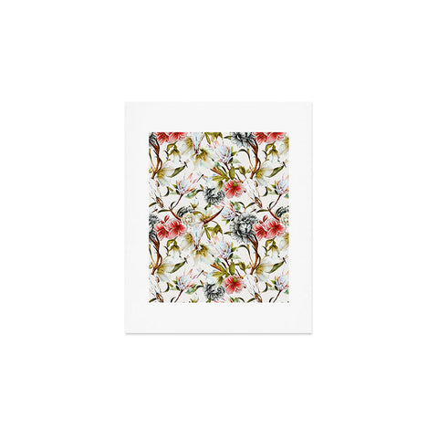 Marta Barragan Camarasa Boho skulls blooming in the garden Art Print