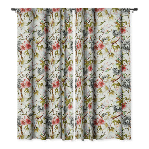 Marta Barragan Camarasa Boho skulls blooming in the garden Blackout Window Curtain