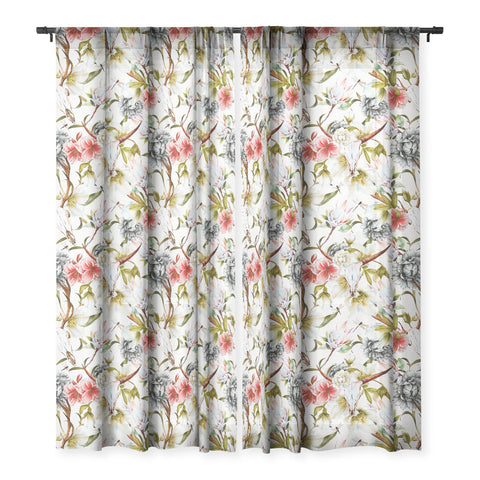 Marta Barragan Camarasa Boho skulls blooming in the garden Sheer Window Curtain