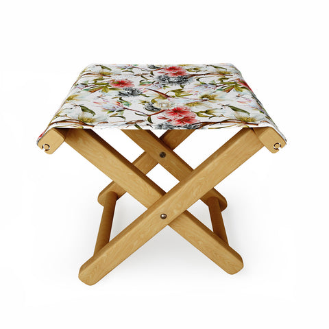 Marta Barragan Camarasa Boho skulls blooming in the garden Folding Stool