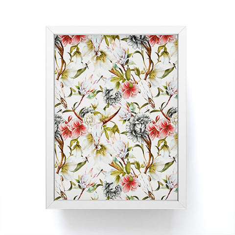Marta Barragan Camarasa Boho skulls blooming in the garden Framed Mini Art Print