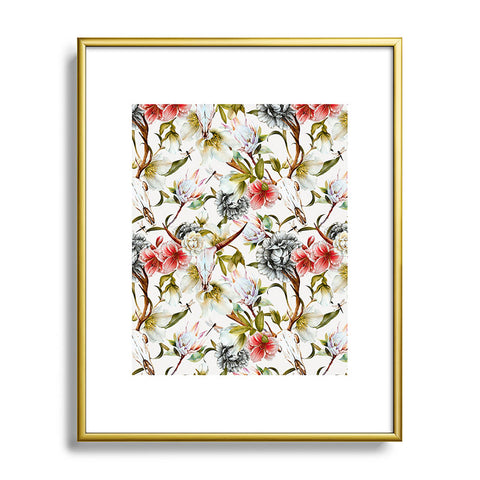 Marta Barragan Camarasa Boho skulls blooming in the garden Metal Framed Art Print