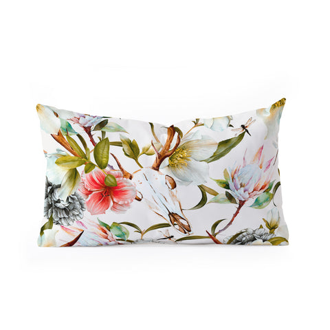 Marta Barragan Camarasa Boho skulls blooming in the garden Oblong Throw Pillow