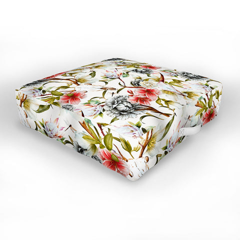 Marta Barragan Camarasa Boho skulls blooming in the garden Outdoor Floor Cushion