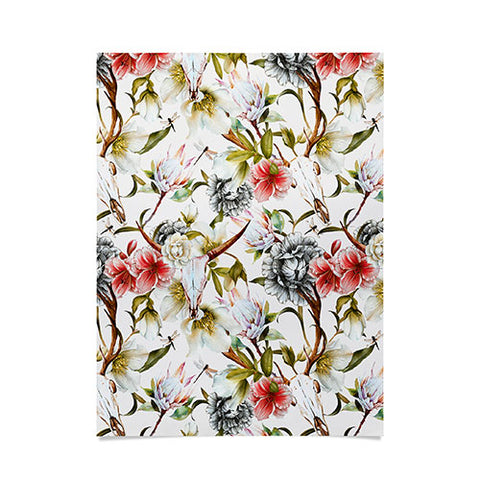 Marta Barragan Camarasa Boho skulls blooming in the garden Poster