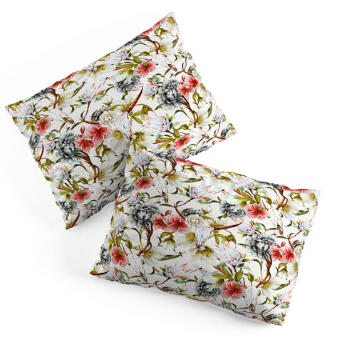 Marta Barragan Camarasa Boho skulls blooming in the garden Pillow Shams
