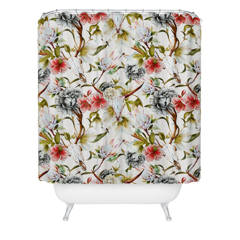 Marta Barragan Camarasa Boho skulls blooming in the garden Shower Curtain