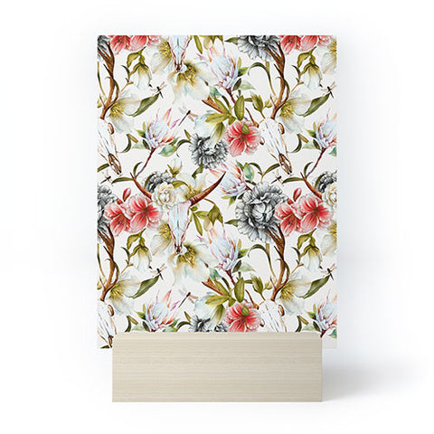 Marta Barragan Camarasa Boho skulls blooming in the garden Mini Art Print