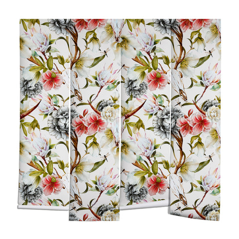Marta Barragan Camarasa Boho skulls blooming in the garden Wall Mural