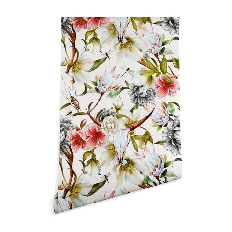 Marta Barragan Camarasa Boho skulls blooming in the garden Wallpaper