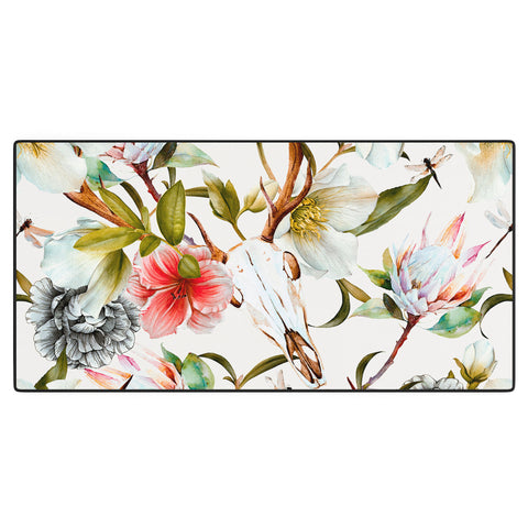 Marta Barragan Camarasa Boho skulls blooming in the garden Desk Mat
