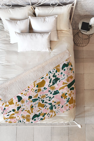 Marta Barragan Camarasa Boho terrazzo Fleece Throw Blanket