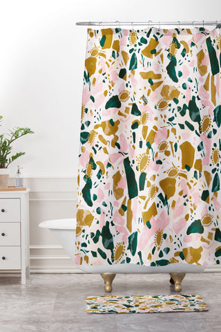 Marta Barragan Camarasa Boho terrazzo Shower Curtain And Mat