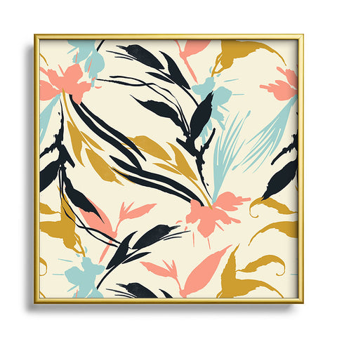 Marta Barragan Camarasa Botanical abstract art Square Metal Framed Art Print