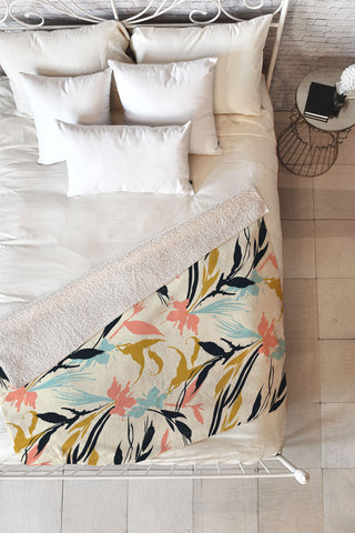 Marta Barragan Camarasa Botanical abstract art Fleece Throw Blanket