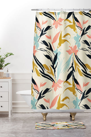 Marta Barragan Camarasa Botanical abstract art Shower Curtain And Mat