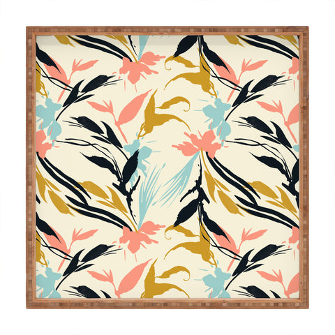 Marta Barragan Camarasa Botanical abstract art Square Tray