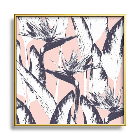 Marta Barragan Camarasa Botanical bird of paradise Square Metal Framed Art Print