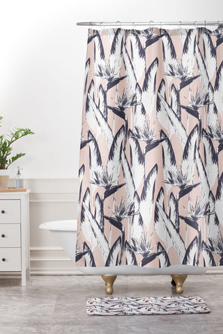 Marta Barragan Camarasa Botanical bird of paradise Shower Curtain And Mat