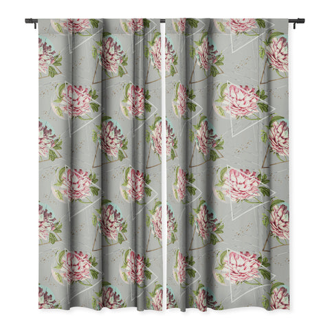 Marta Barragan Camarasa Botanical blooming with geometric Blackout Window Curtain
