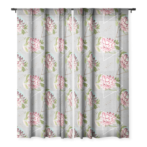 Marta Barragan Camarasa Botanical blooming with geometric Sheer Window Curtain