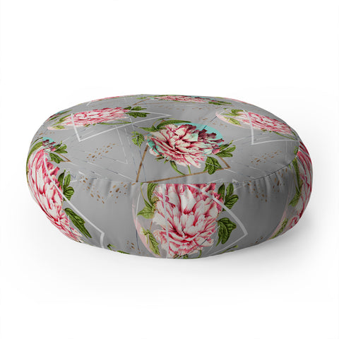 Marta Barragan Camarasa Botanical blooming with geometric Floor Pillow Round