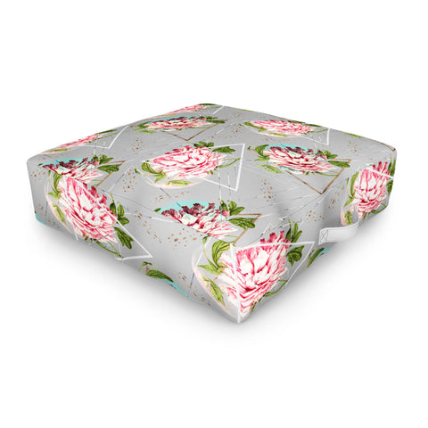 Marta Barragan Camarasa Botanical blooming with geometric Outdoor Floor Cushion