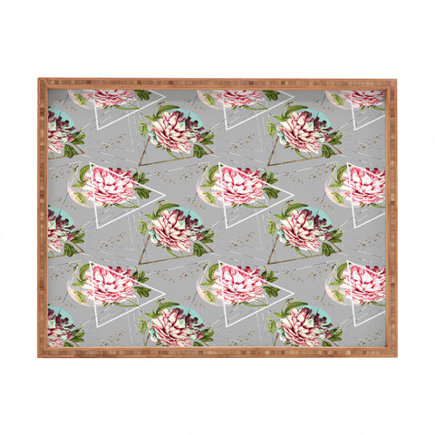 Marta Barragan Camarasa Botanical blooming with geometric Rectangular Tray