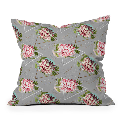 Marta Barragan Camarasa Botanical blooming with geometric Throw Pillow